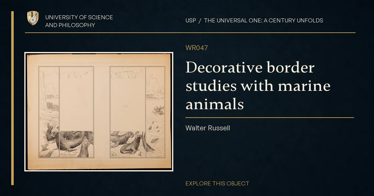 Decorative border studies with marine animals