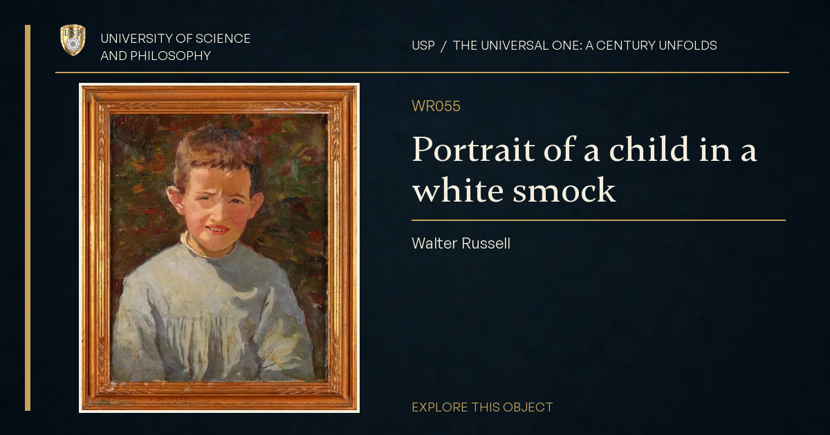Portrait of a child in a white smock