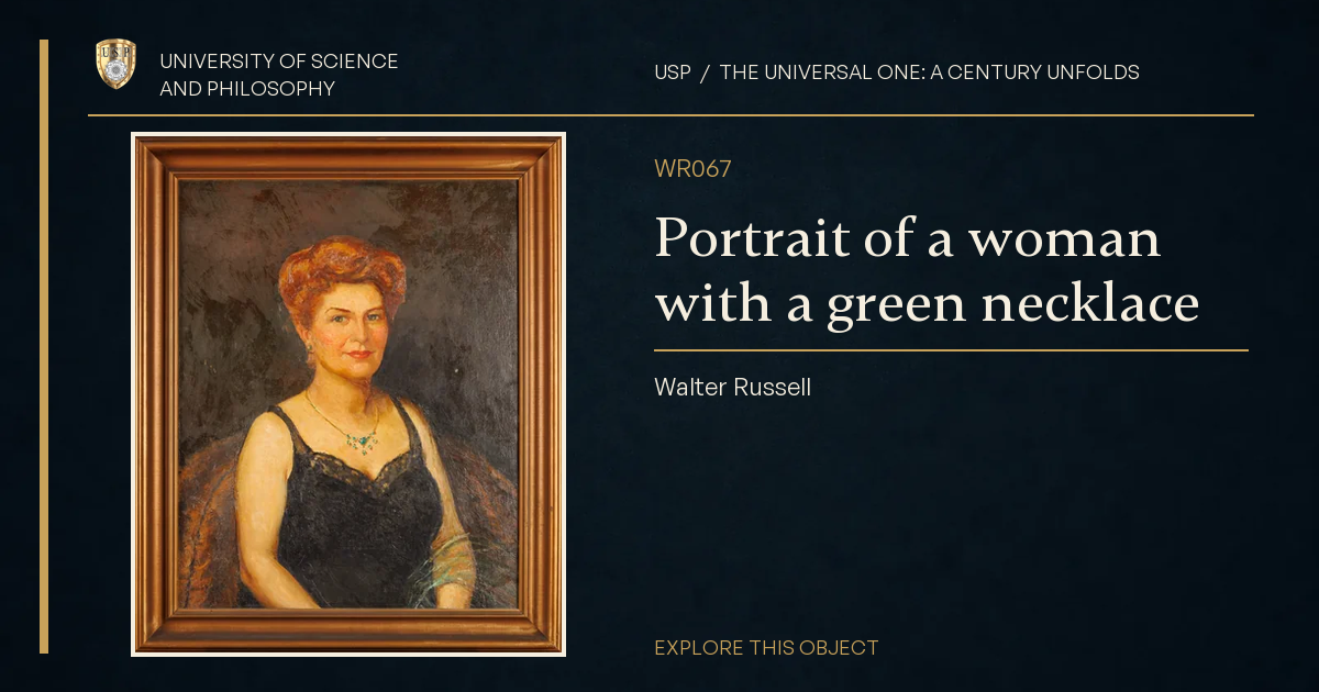 Portrait of a woman with a green necklace